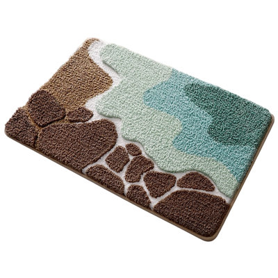 Kbndieu Bath Rugs Mat Oceans Style Bath Mat Antiskid Bathroom Rug Absorbent Quickly Dry Oceans Wave Bath Rug Machines Washable 15.74x23.62 Inch