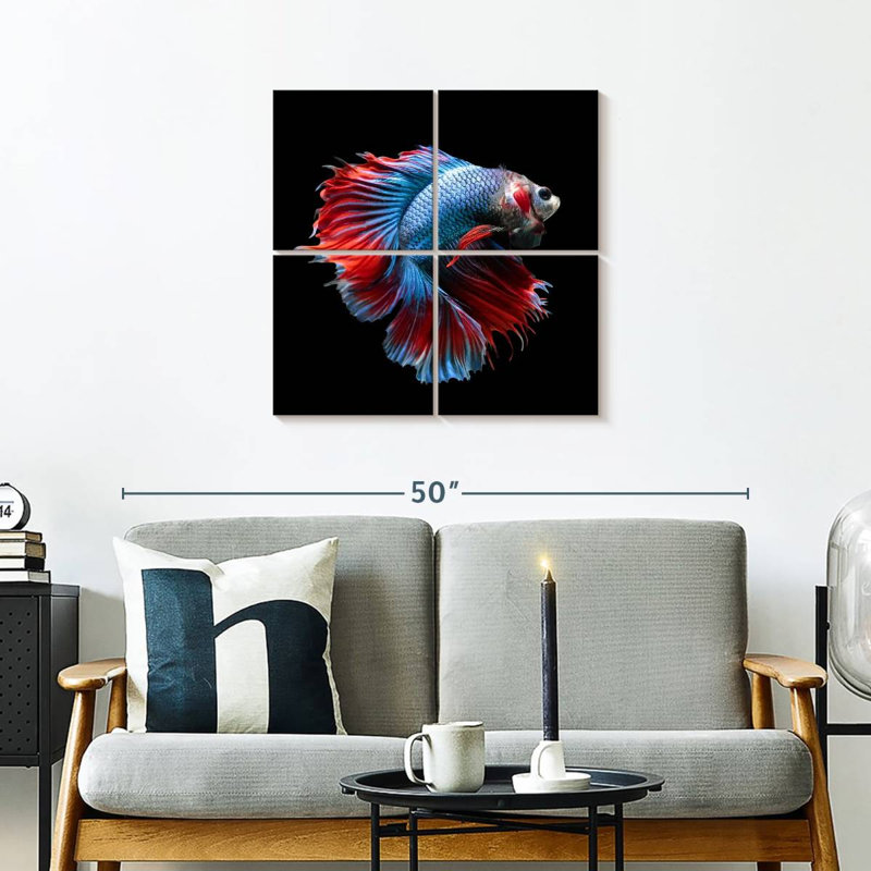 Brampt Blue And Red Betta Fish, 26" H x 26" W