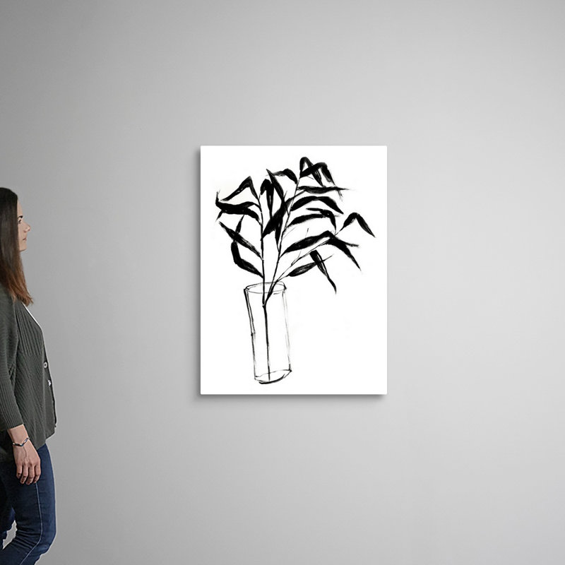 «Sumi-E Bamboo I», art mural sur toile, H 40 po x l 30 po x P 1,25 po, Toile tendue