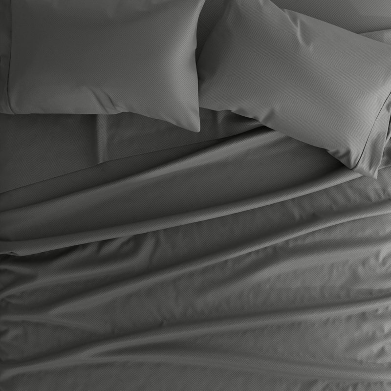 Simply Soft™ Chevron Embossed Bed Sheet Set, Gray, California King