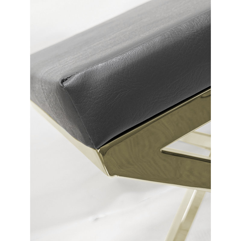 Tabouret d'appoint en bois massif Andriesse, Gris, Or