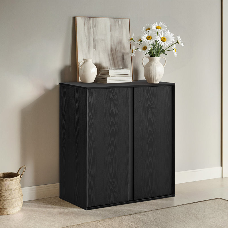  31.5" Modern Sideboard  Buffet Cabinet With Metal Accents & Soft-Close Doors, Black