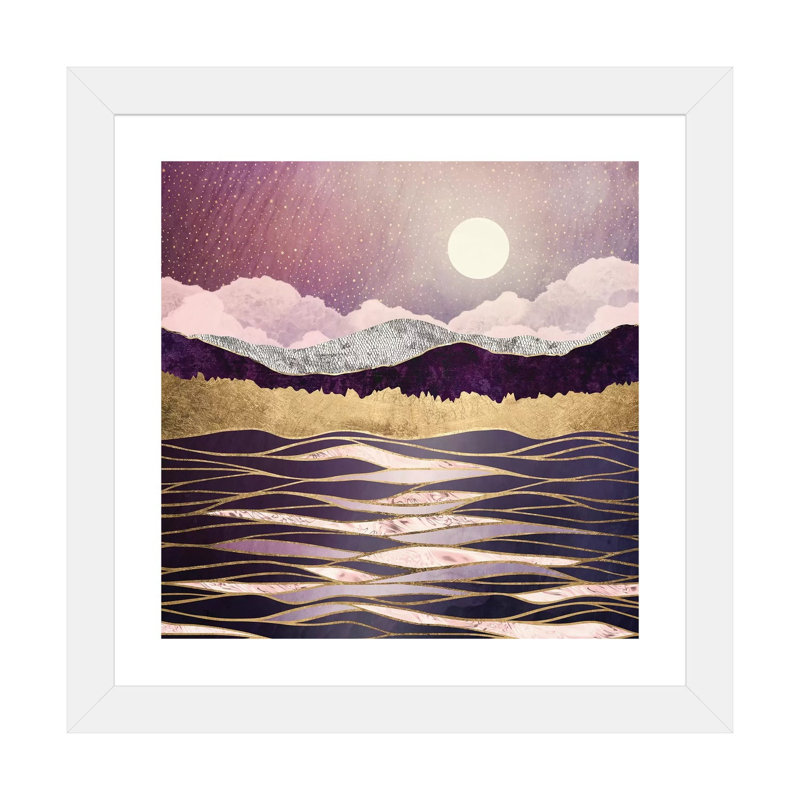 Ondes lunaires - impression, H 24 po x l 24 po x p 1 po, Encadré par un papier blanc