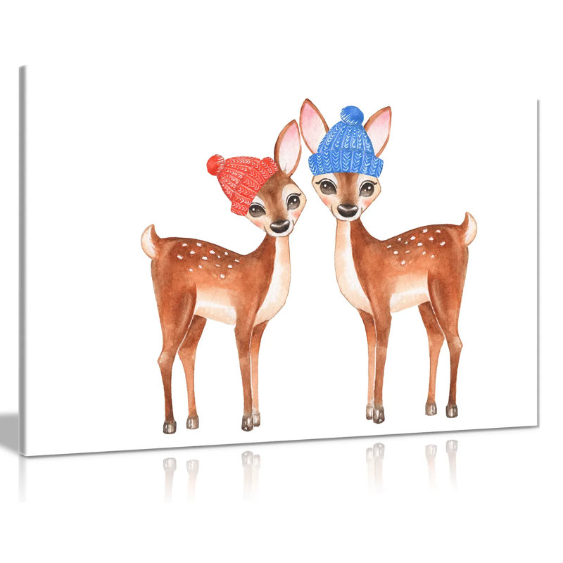 Fawns - Wrapped Canvas Print, 20cm H x 31cm W