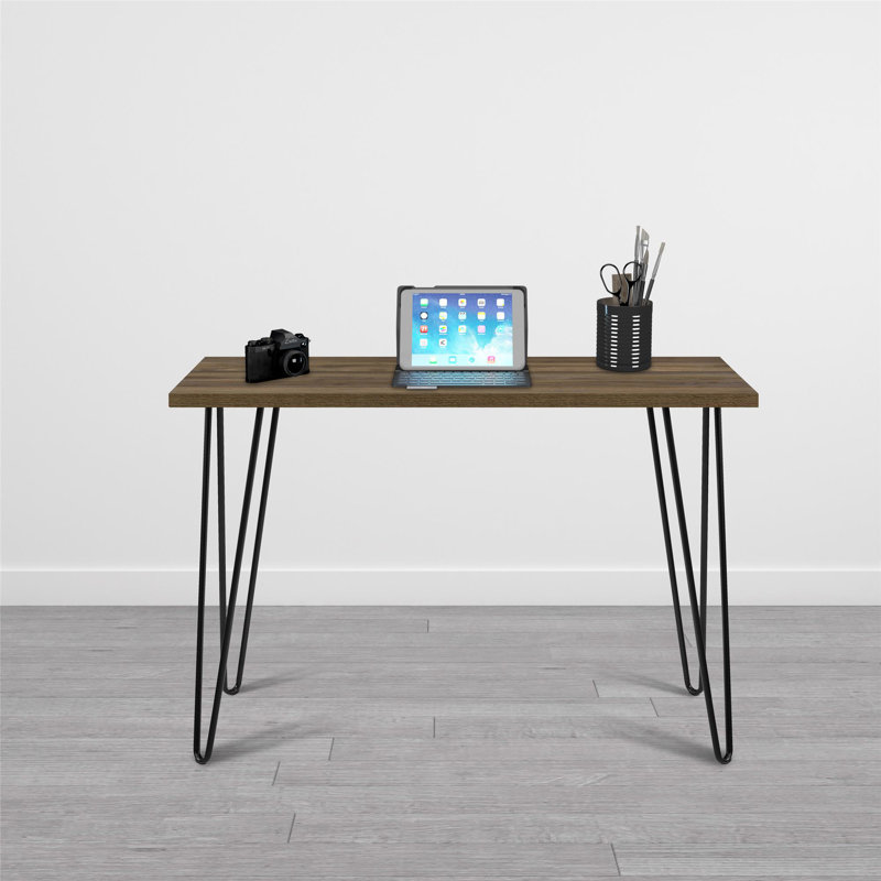 Adlai Metal Base Writing Desk, Walnut/Black
