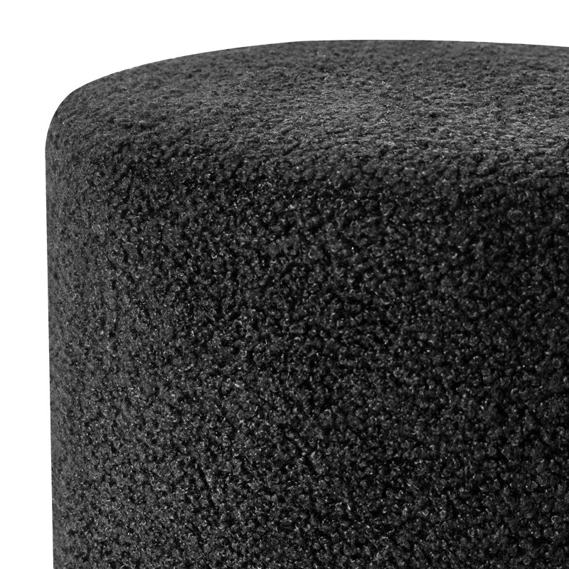 Round Ottoman, Black Teddy