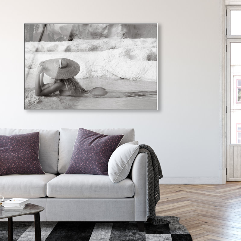 Soaking in Paradise BW II Canvas Fashion Print by Oliver Gal, 37"H x 55"W, White Frame