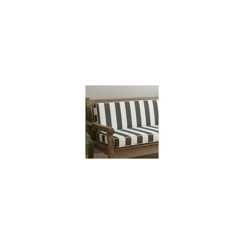 Stripe Custom Bench Cushion - Water Resistance, 2", 47" W x 17" D, White/Dark Gray