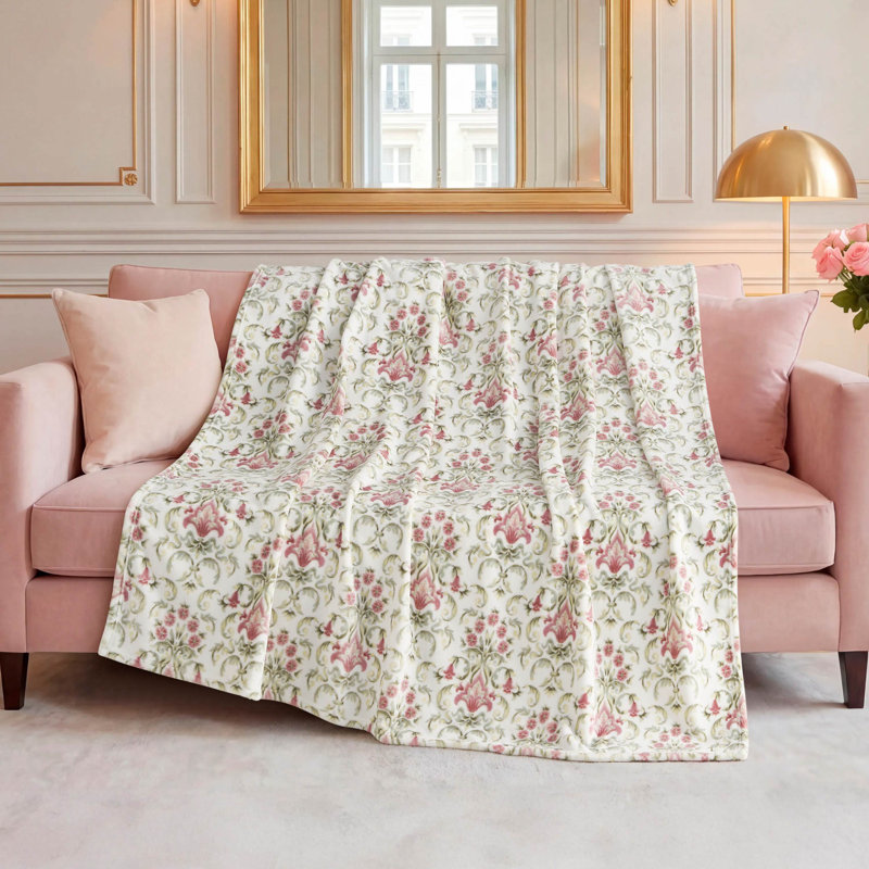 Creative Home Ideas 60" x 70" Plush Throws, Watercolor Damask