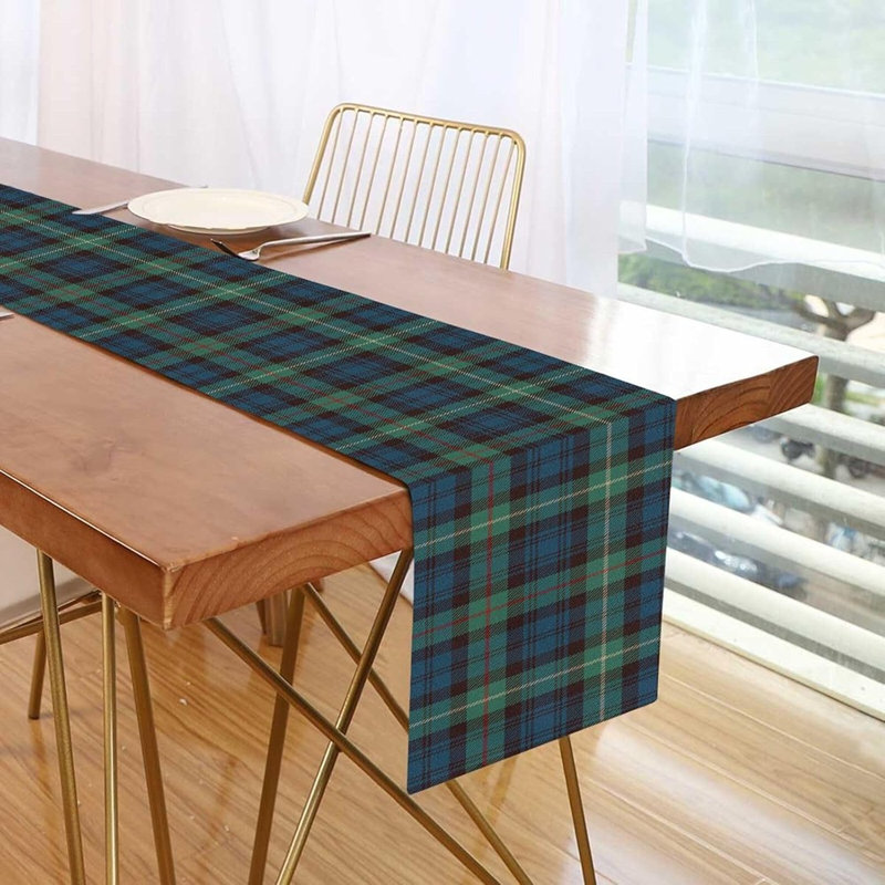 Chemin de table d'extérieur - bleu / noir - à motif, décor d'automne et de saison, pour chambre à coucher et table