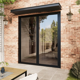 Porte de patio pliante en aluminium noir (2 + 0)