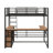 A Full-Sized Metal Loft Bed Featuring Three-Tier Shelving And An L-Shaped Desk-1484809218