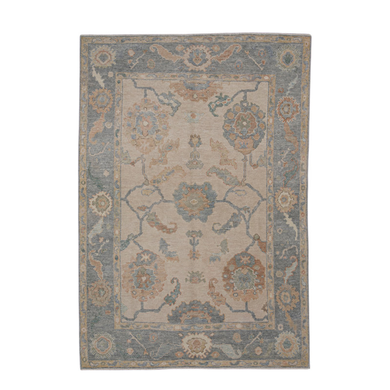 Tapis turc Oushak fait à la main 5 pi x 7 pi 2 po