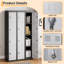 Armoire de rangement robuste en métal 71 po avec tringle et étagère, armoire de rangement mince à 4 portes avec serrures pour le bureau, l'école ou la salle de sport