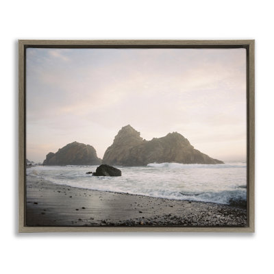 Seaside Cliffs Landscape Framed Floater Canvas Wall Art by Justine Milton