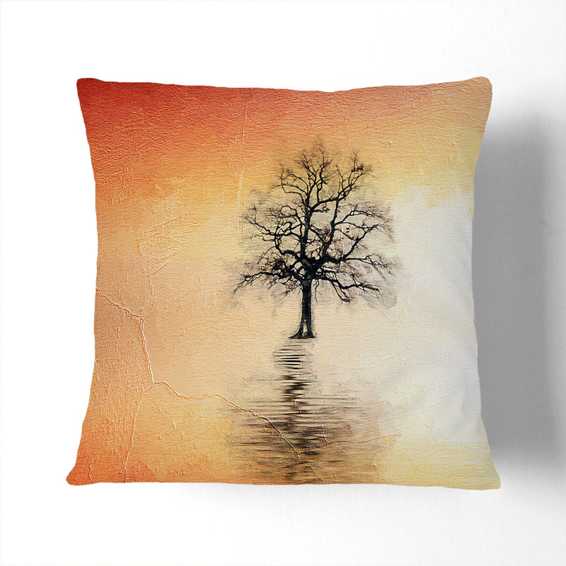 Tree Reflection at Sunset Cushion with Filling, 40cm H x 40cm W x 15cm D