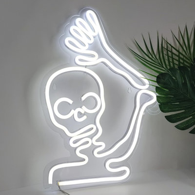 Neon Light Skull Wall Art
