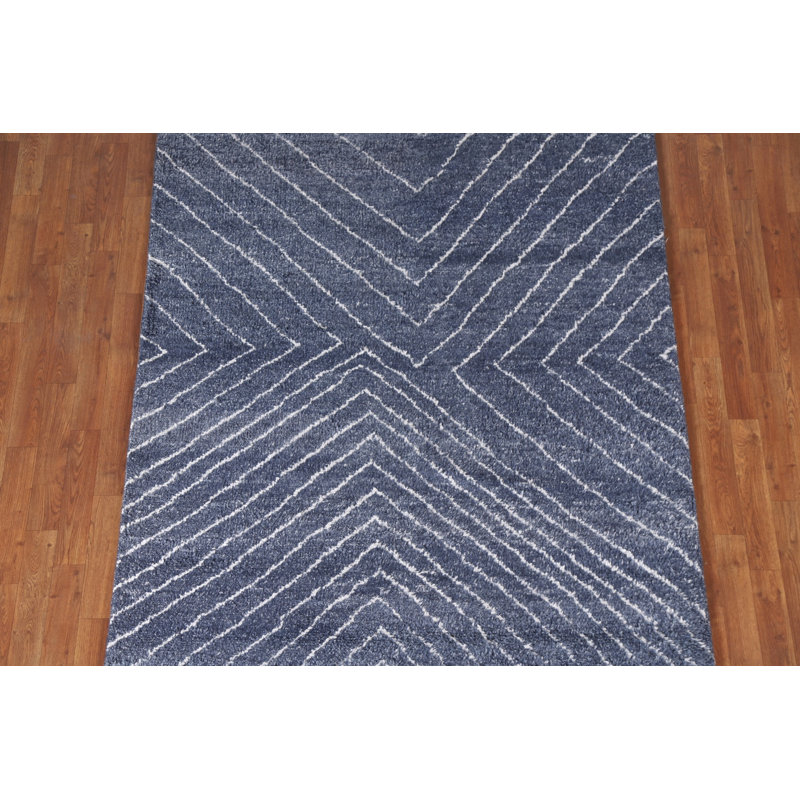 Tapis bleu indien moelleux 5 x 8 po