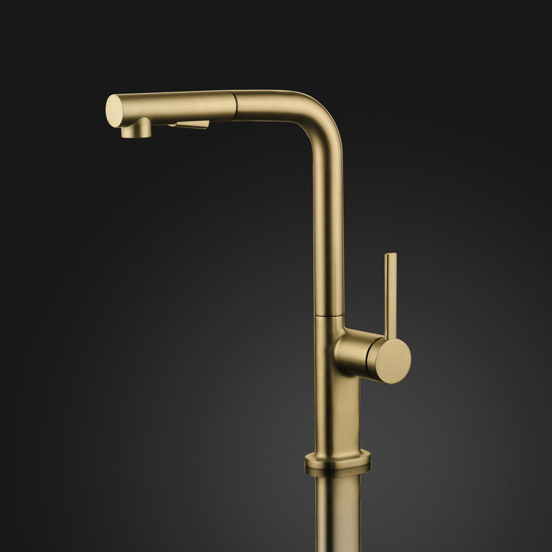 Destro Pull Out Single Handle Kitchen Faucet, Brushed Gold