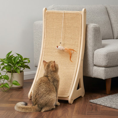 Grattoir courbé en forme de L en sisal pour chat, protecteur de meuble de 25,6 pouces avec souris