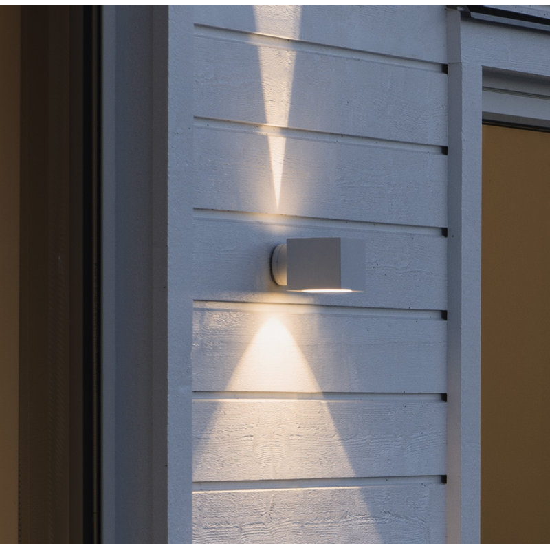 Silver Outdoor Armed Sconce, Matt White