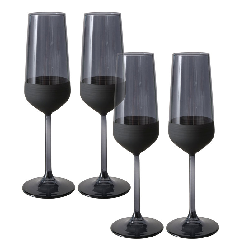 4 Piece Matte Bottom Champagne Flutes