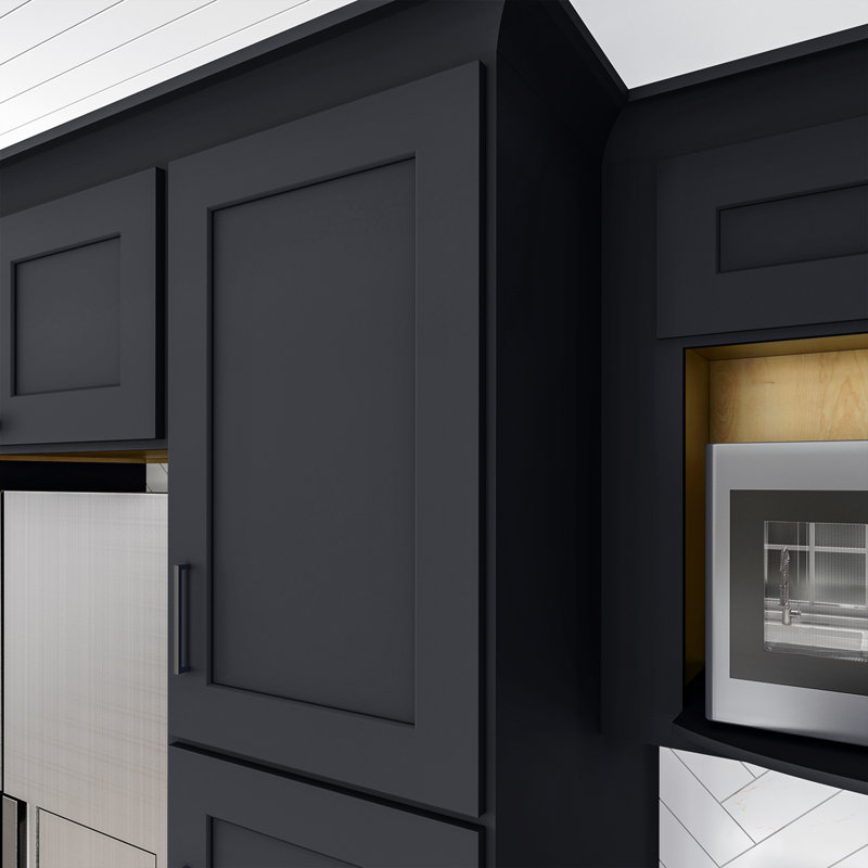 Armoire de cuisine en bois massif prête à assembler, 30", 18", Noir Shaker