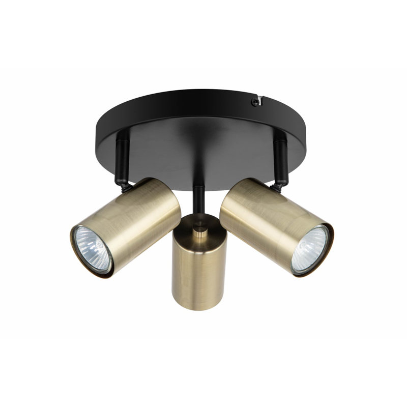 Grafton 3 Light Modern Brushed Brass Spotlight with Matt Black Base, 3xGU10. Max. 5W LED (Bulb not included)