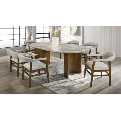 Cyra Marble Top 7-Piece Dining Room Set