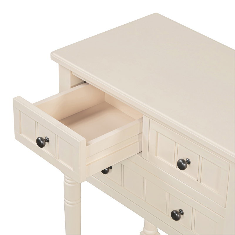 Console étroite, canapé mince avec trois tiroirs de rangement et tablette inférieure (beige), Beige