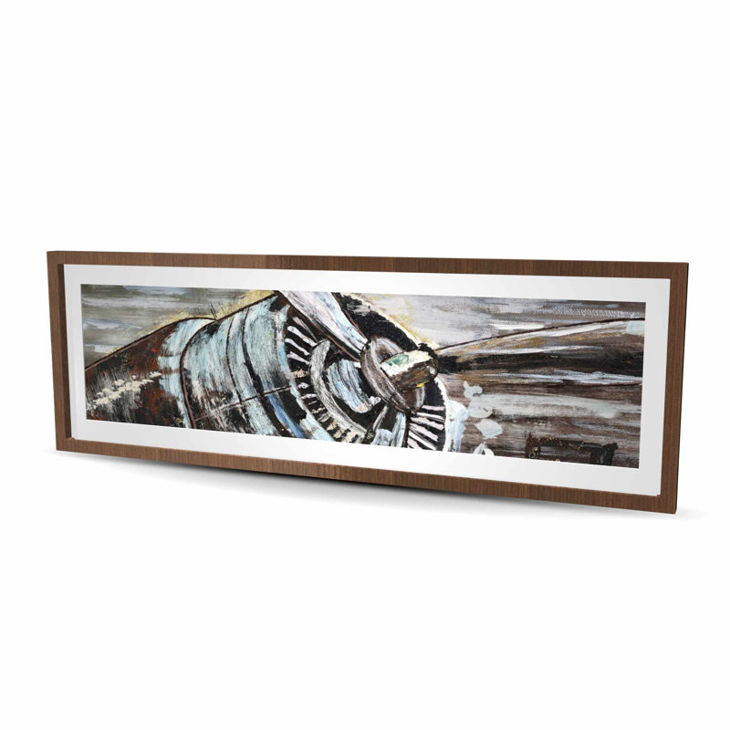 Avion à hélices - salon industriel, reproduction encadrée, H 60 po x l 20 po, Brun