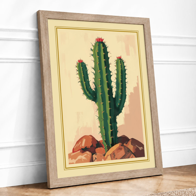 Saguaro Study Botanical - Framed Print, A3 - 42.0 x 29.7 cm, Oak