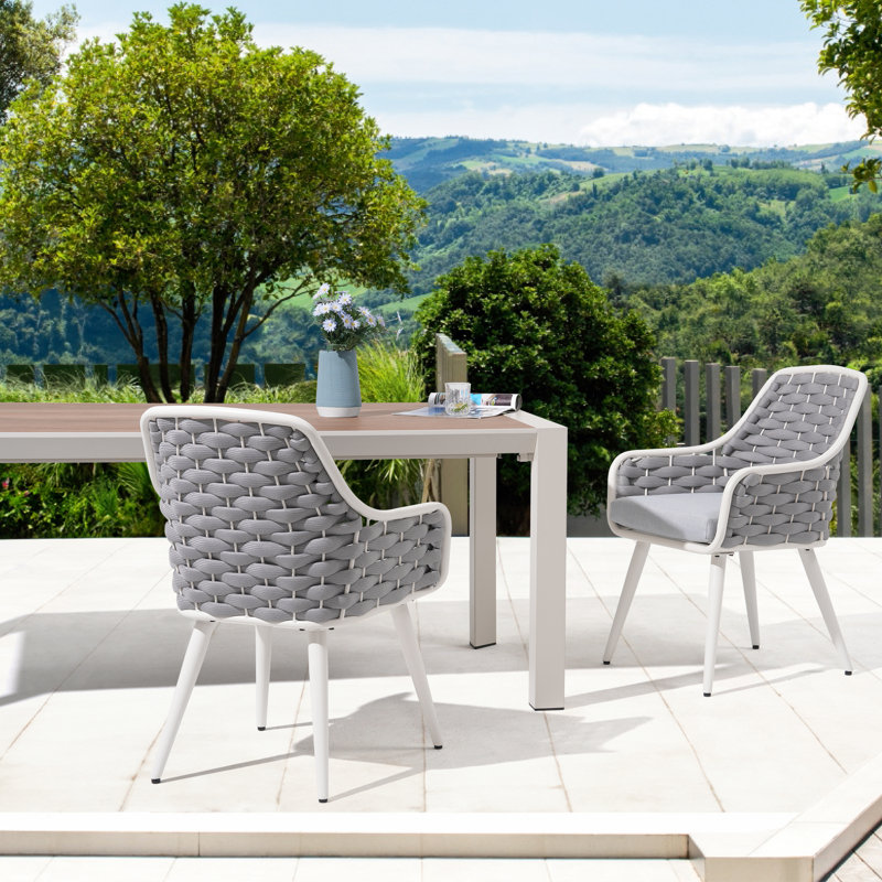 Fauteuil d'extérieur avec coussin, Gris / Blanc