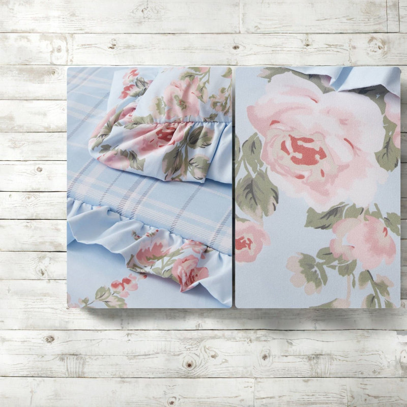 Plaid and Floral Comforter Set