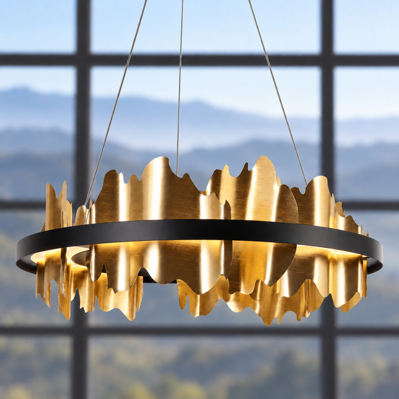 Highclere 1- Light 23.5" LED Brass Cylinder Drum Dining Room Chandelier