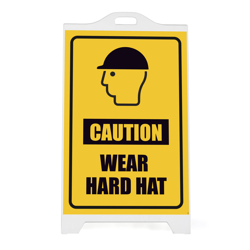 Sidewalk Caution Wear Hard Sign, White