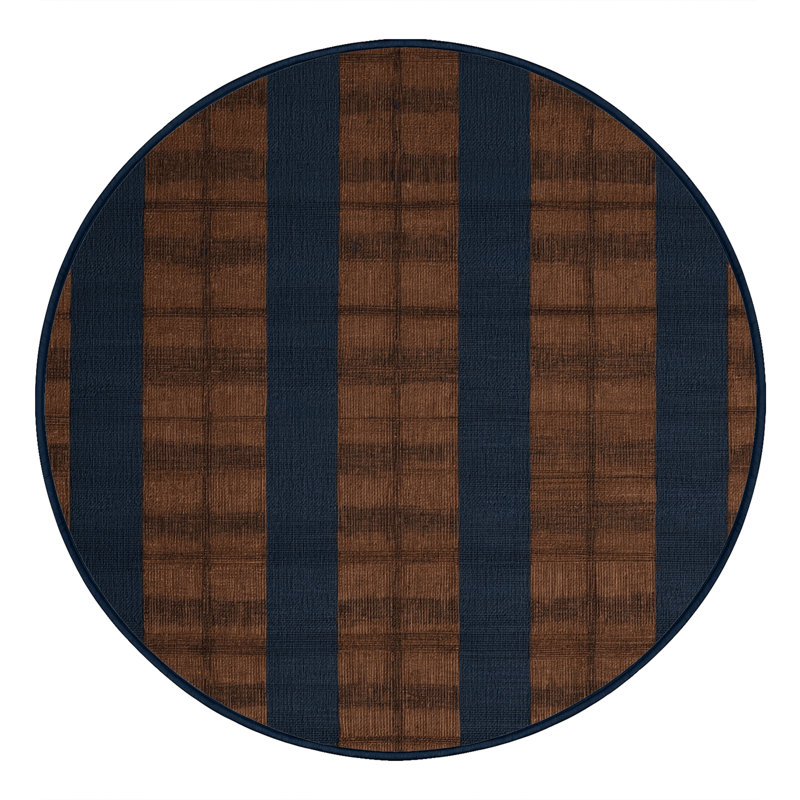 Tapis gris à carreaux lavable à la machine, Rond 6 pi