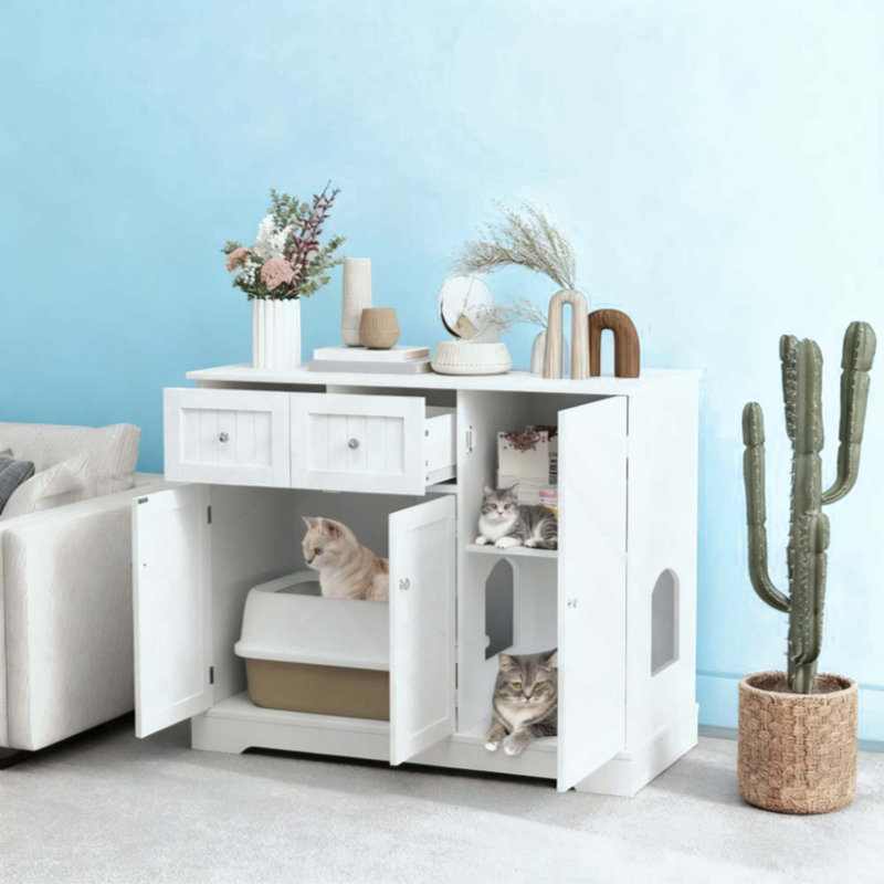 Enceinte de litière pour chat avec tiroirs