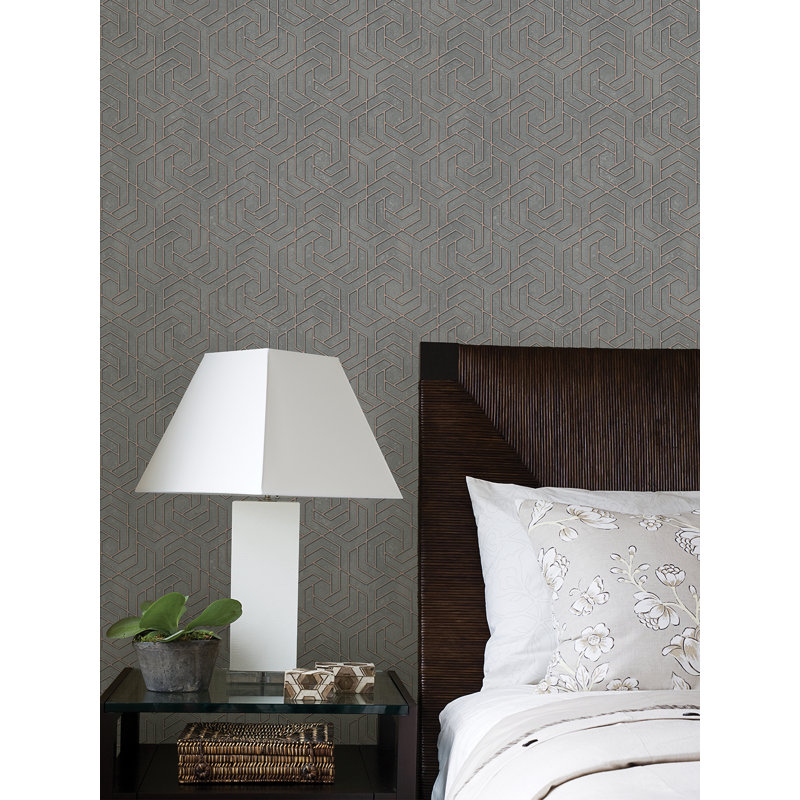 Jhaiden Geometric Wallpaper, Charcoal