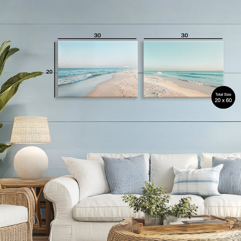 Ensemble de 2 toiles Sunlit Summer Shores, design par Lazar Studio, H 20 po x l 30 po
