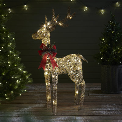 Gold Glitter Reindeer With LED Lights