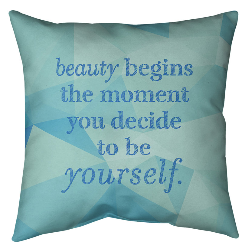 Coussin intérieur / extérieur True Beauty, Bleu zircon, 18 po x 18 po, Géométrique
