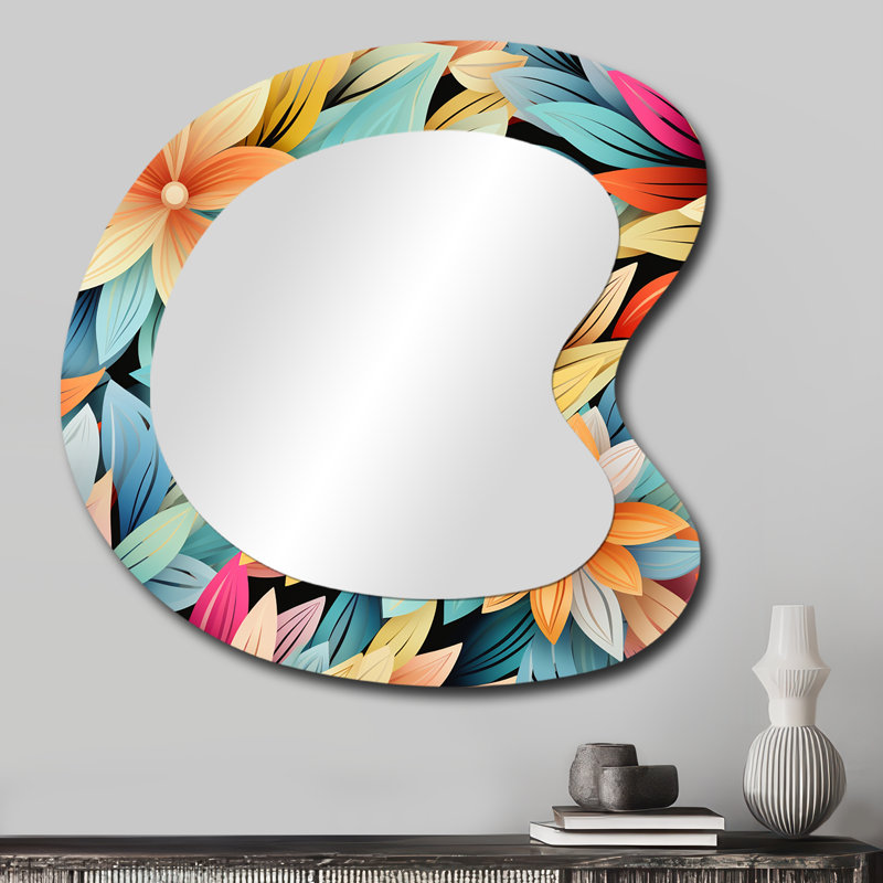 Motif bohème lampant multicolore choranthemum Mandala - miroir mural décoratif de forme irrégulière florale, miroir asymétrique Cottage
