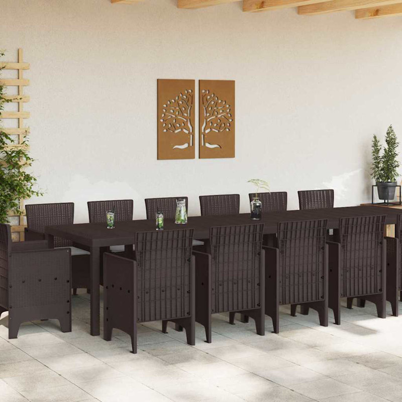 Ensemble repas 15 pièces vidaXL, 14, Brun