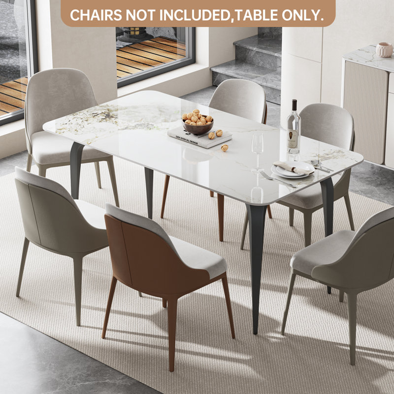 Grande table de salle à manger Krystah, Blanc neige, H 29 po x L 59 po x l 32 po
