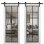 Porte de grange double robuste avec verre transparent | Lucia 2366 | Ensemble lourd de cintres en acier inoxydable 13 pi | Portes intérieures à panneau plein - Rail argenté - Verre transparent