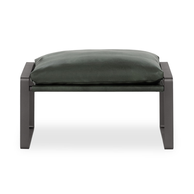 Morgan Top Grain Leather Ottoman, Forest Green