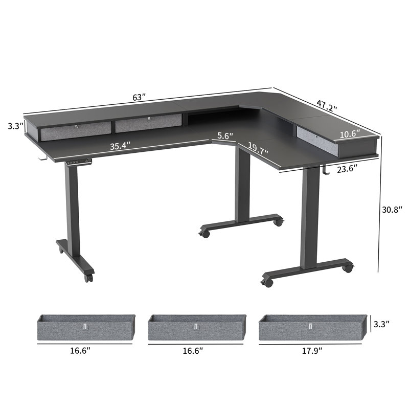 Bureau de jeu en forme de L Llean, Noir
