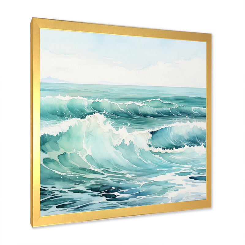 Sunnhild - Minimalisme vert, eaux tranquilles - impression, Cadre doré à une seule photo, H 36 po x l 36 po x P 1,5 po