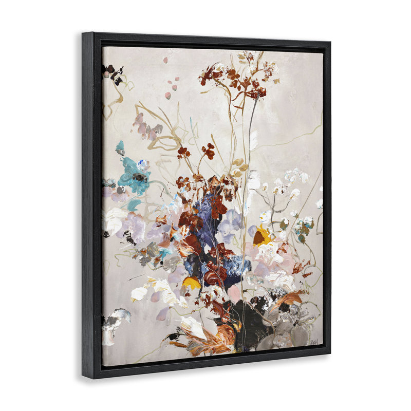 Cadre flottant à motif floral Earth Tones, design par Design Fabrikken, Cadre flottant noir de jais, H 21 po x l 17 po
